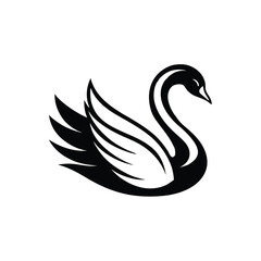 Elegant Line Art Swan Logo Vector Illustration