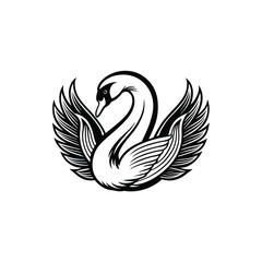 Elegant Line Art Swan Logo Vector Illustration