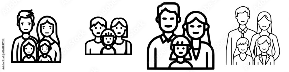 Poster diverse family vector illustrations showcasing different family dynamics and structures in a simplis