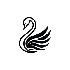 Elegant Line Art Swan Logo Vector Illustration