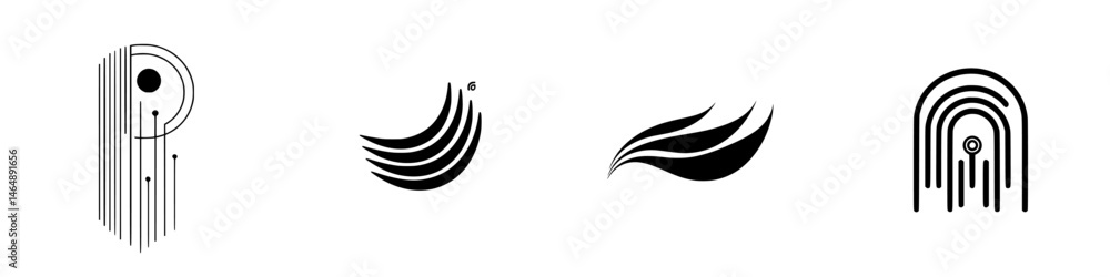 Poster elegant vector illustration icons showcasing abstract shapes and lines for creative design projects 
