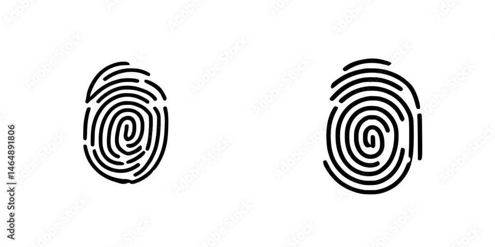 Poster unique fingerprint vector illustration featuring two distinct patterns for identification purposes