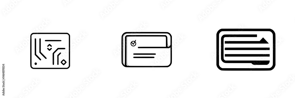 Poster vector illustration of digital card designs with circuit patterns and data layouts for modern techno