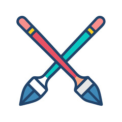 Dual Paintbrushes Icon Design
