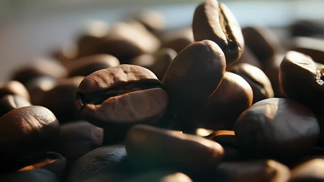 Coffee Beans Close-up: Aromatic and Rich