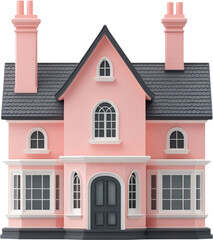 Obraz premium 3D Rendered Pink Victorian House