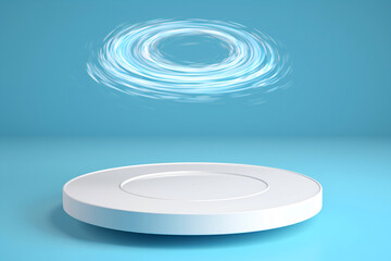 Obraz premium Minimalist product showcase with vortex effect, illuminated by serene light