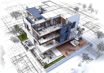 Fototapeta premium Comprehensive design plan for a modern residential building.