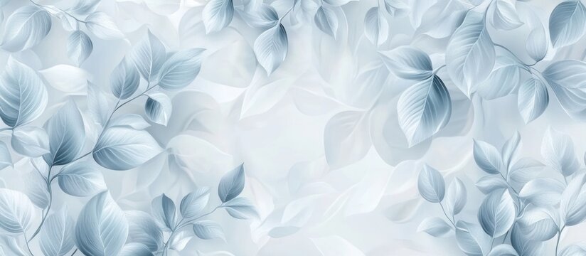 Delicate light blue leaves pattern