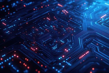 Obraz premium Complex circuit board with glowing components