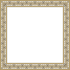 Vector gold and black square classic byzantine ornament. Rectangle, border, Ancient Greece, Eastern Roman Empire frame. Decoration of the Russian Orthodox Church
