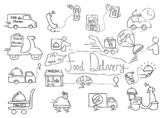 Fototapeta premium Doodle Illustration Set Featuring Playful Hand-Drawn Sketches of Various Objects and Fun Characters in a Whimsical Design Theme