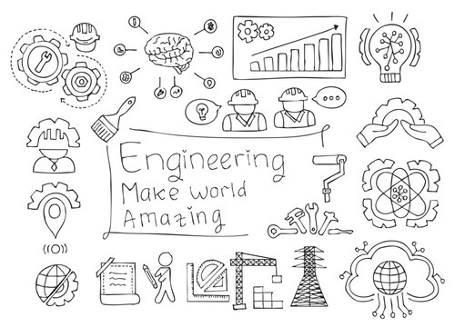 Doodle Illustration Set Featuring Business Growth and Marketing Elements with Charts, Ideas, and Creative Concepts on White Background