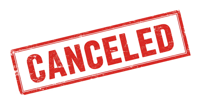 Red Canceled Stamp Mark Isolated on Transparent Background

