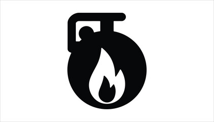 Gas Cylinder with Flame Icon - Flammable Gas Container Symbol