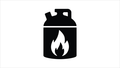 Gas Cylinder with Flame Icon - Flammable Gas Container Symbol