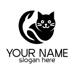 Cat Logo with Leaf Element