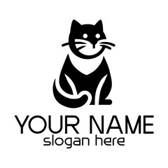 Smiling Black Cat Logo for Business