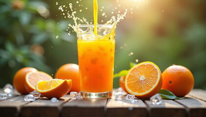Fototapeta premium Fresh Orange Juice Feast Under Sunlight