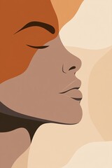 Minimalist Abstract Woman Portrait in Soft Warm Tones