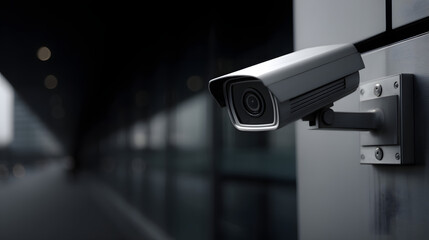 Modern Security Camera Building Exterior Surveillance System Tech Security Technology Mounted Camera Safety Device Urban Architecture Protection Monitoring
