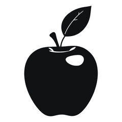 Obraz premium A clean, minimalist icon of an apple with a leaf.