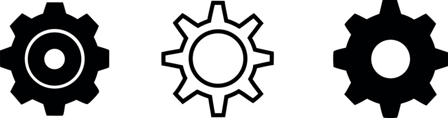 Gear setting icon set containing Cog wheel isolated on transparent background