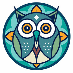 Minimal Owl Wisdom Mandala Vector on White