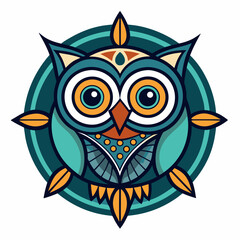 Minimal Owl Wisdom Mandala Vector on White