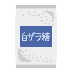 袋に入った白ザラ糖のシンプルなイラスト