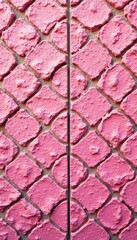 Close-up of textured pink Portuguese tiles, geometric design, azulejo, ceramic, design