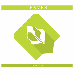 Design icon. Leaves icon symbol in flat. Leaves symbol design in flat with shadows. Stock vector.