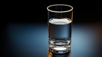A single glass set on a black background emphasizing its shape and clarity