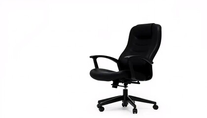 Sleek black office chair on white