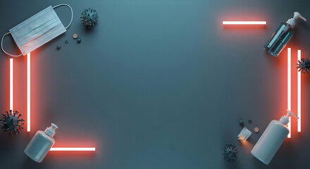 Protective hygiene amidst neon frame