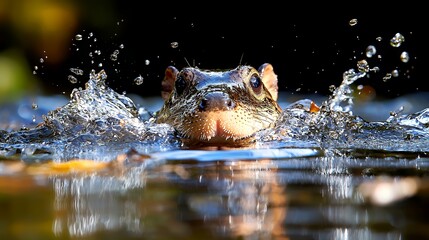 Fototapeta premium Animal Swimming in Water with Splash and Reflection