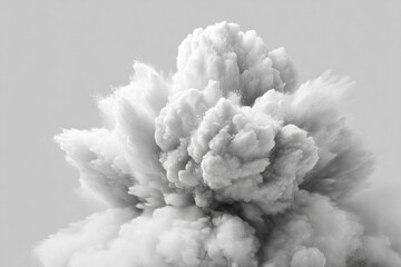 Explosive white cloud blooms against gray abyss, capturing ephemeral zen of Hanami and Bonfire Night's fiery whispers