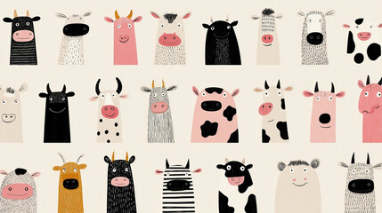 Anthropomorphic cow collage revels in quirky bovine personas, perfect for Cow Appreciation Day and whimsical agrarian celebrations