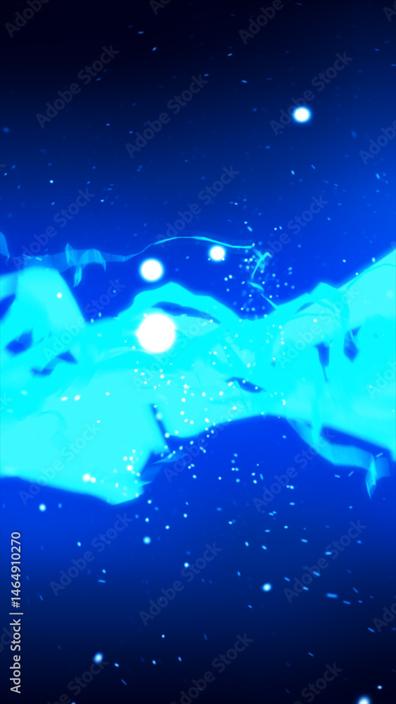 Aufkleber abstract blue energy streams and particles floating in deep space, evoking cosmic and digital dynami