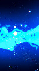 Fototapeta premium Abstract blue energy streams and particles floating in deep space, evoking cosmic and digital dynamics