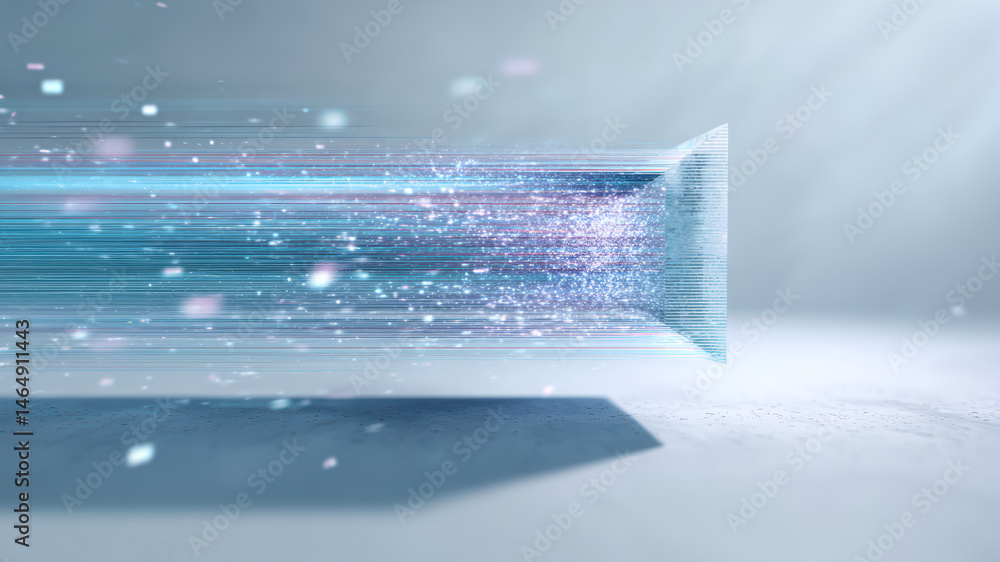 Poster light particles travel through a dynamic stream