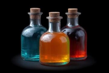 Three Colored Glass Bottles: A Dark, Moody Still Life