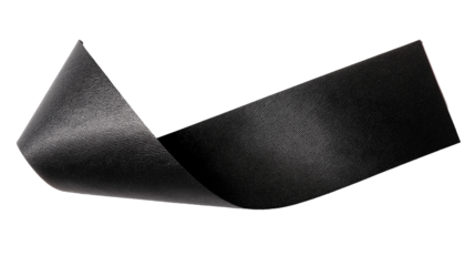 Black satin ribbon elegantly curved isolated on white background