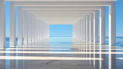 Obraz premium Architectural Structure with Ocean View and Bright Sunny Day