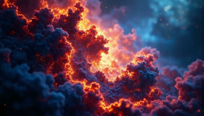 Swirling nebula of amethyst, indigo, copper, orange, and gold against a dark, starry backdrop.