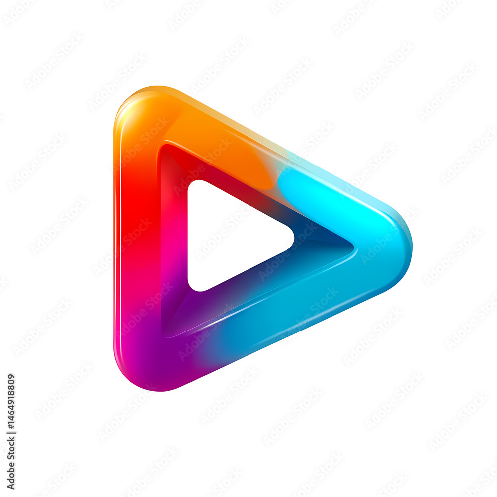 Poster abstract colorful play button icon on transparent background