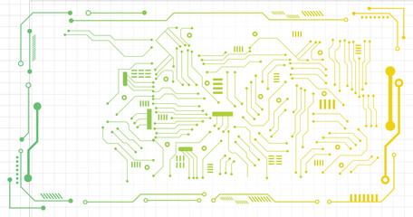 Technology black circuit diagram concept. High-tech circuit board connection system. Vector abstract technology on white background. 