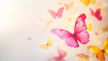 Butterflies in flight, vibrant colors