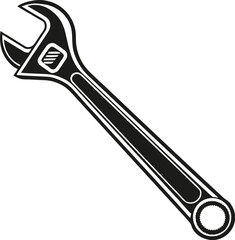 Black Silhouette Vector Illustration of Spanners ? Hand Tools Icon Set for Mechanical and Industrial Use