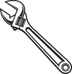 Black Silhouette Vector Illustration of Spanners ? Hand Tools Icon Set for Mechanical and Industrial Use